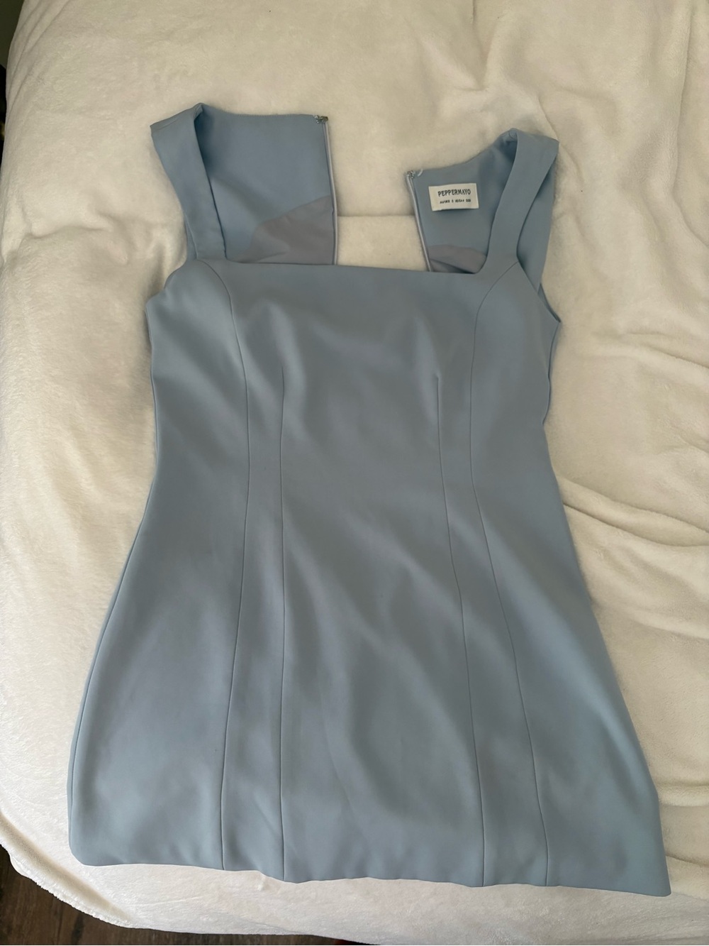 WORN ONCE Peppermayo Powder Blue Square Neck Mini Dress